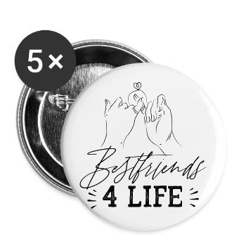Beste Freunde fürs Leben Freundschaft Spruch - Buttons groß 56 mm (5er Pack) - Weiß - Vorne