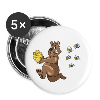 Ours brun ours essaim d’abeilles Fuite de miel de Binen - Lot de 5 grands badges (56 mm) - blanc - Devant