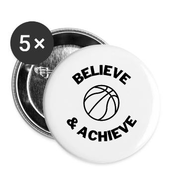 Netball: Believe & Achieve - Buttons large 2.2''/56 mm (5-pack) - white - Front