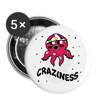 OKTOPUS VERRÜCKT ALBERN LUSTIG EINZIGARTIG IDEE - Buttons groß 56 mm (5er Pack) - Weiß - Vorne