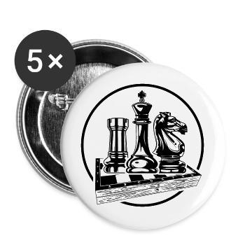 Schach Symbol König Pferd Logo - Buttons groß 56 mm (5er Pack) - Weiß - Vorne