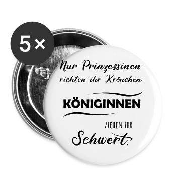 FRAU LADY KÄMPFERIN MUT TAPFER TEAM GEWINNER SIEG - Buttons groß 56 mm (5er Pack) - Weiß - Vorne
