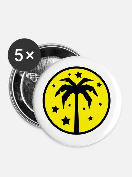 Palm Tree Beach - Buttons groß 56 mm (5er Pack) - Weiß