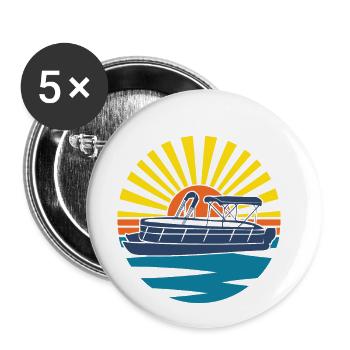 Ponton boot Retro Sunset Für Pontonbesitzer 2021 - Buttons groß 56 mm (5er Pack) - Weiß - Vorne