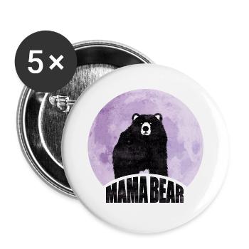 Mama Bear proud Mommy stolze Mutter - Buttons groß 56 mm (5er Pack) - Weiß - Vorne