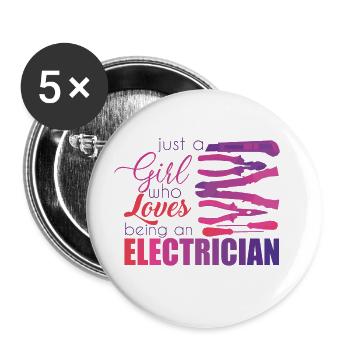 Electrician - Buttons large 2.2''/56 mm (5-pack) - white - Front