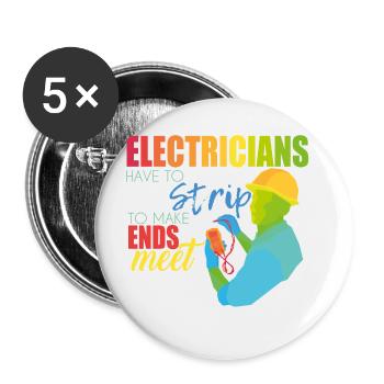 Elektriker - Buttons groß 56 mm (5er Pack) - Weiß - Vorne