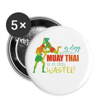 Muay Thai Martial Arts Thai Boxing Kickboxing Sports - Buttons large 2.2''/56 mm (5-pack) - white - Front