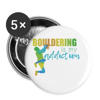 Bouldern - Buttons groß 56 mm (5er Pack) - Weiß - Vorne