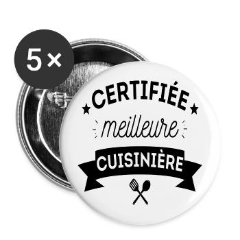 T shirt cuisine humour femme cuisinière cadeau - Lot de 5 grands badges (56 mm) - blanc - Devant