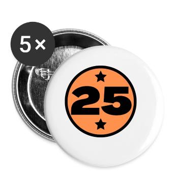 25 Vingt Cinq Cercle Orange Noir âge anniversaire - Lot de 5 grands badges (56 mm) - blanc - Devant