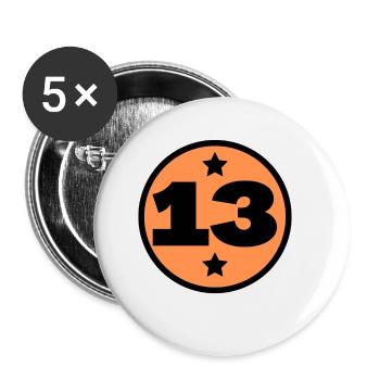 13 Treize Cercle Orange Noir âge anniversaire - Lot de 5 grands badges (56 mm) - blanc - Devant