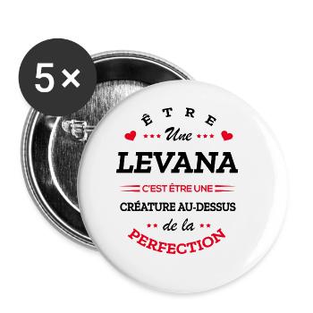 LEVANA PARFAITE - NOM LEVANA - Lot de 5 grands badges (56 mm) - blanc - Devant