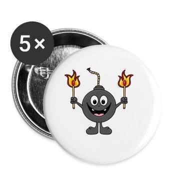 BOMBE - FEUER - FLAMME - STREICHHÖLZER - FUN - Buttons groß 56 mm (5er Pack) - Weiß - Vorne
