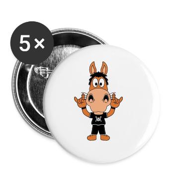 PFERD - MUSIK - ROCK - HEAVY METAL - TIERISCH - Buttons groß 56 mm (5er Pack) - Weiß - Vorne