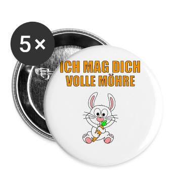 HASE - ICH MAG DICH VOLLE MÄHRE - Buttons groß 56 mm (5er Pack) - Weiß - Vorne