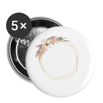 Fleurs Couronne Géométrique Moderne personnalisable - Lot de 5 grands badges (56 mm) - blanc - Devant