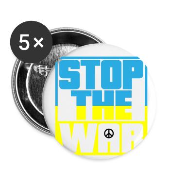 Farben änderbar | Stop the War | Kein Krieg - Buttons groß 56 mm (5er Pack) - Weiß - Vorne