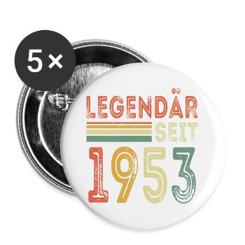 Legendär seit 1953 jahrgang 1953 - Buttons groß 56 mm (5er Pack) - Weiß - Vorne