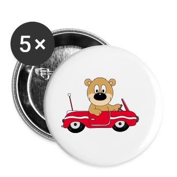 TEDDY - TEDDYBÄR - AUTO - TIER - KIND - BABY - Buttons groß 56 mm (5er Pack) - Weiß - Vorne