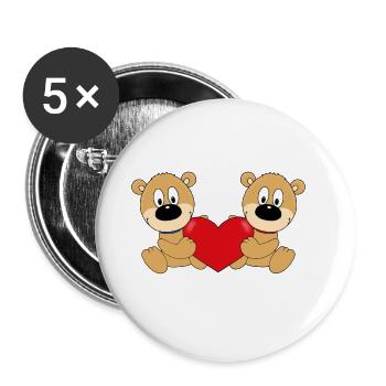 TEDDYBÄREN - BÄREN - TEDDYS - HERZ - LIEBE - LOVE - Buttons groß 56 mm (5er Pack) - Weiß - Vorne