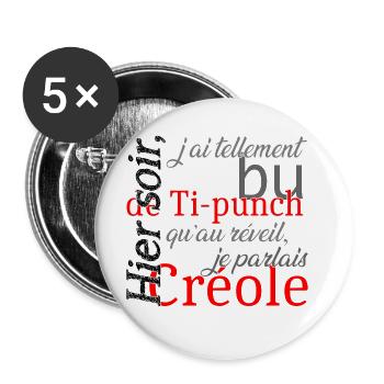Fan de ti punch - Lot de 5 grands badges (56 mm) - blanc - Devant