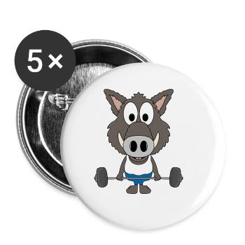 WILDSCHWEIN - WILD BOAR - FITNESS - GEWICHTHEBER - Buttons groß 56 mm (5er Pack) - Weiß - Vorne