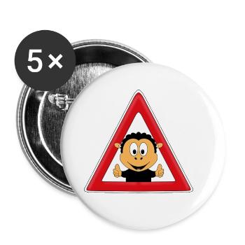 ACHTUNG - SCHWARZES SCHAF - SCHAF - SCHAFE - TIER - Buttons groß 56 mm (5er Pack) - Weiß - Vorne