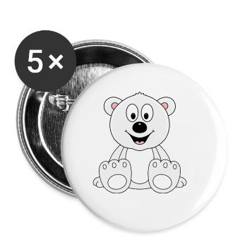 EISBÄR - BÄR - TEDDY - KIND - BABY - TIERISCH - Buttons groß 56 mm (5er Pack) - Weiß - Vorne