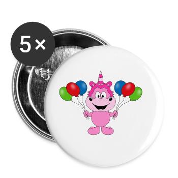 EINHORN - LUFTBALLONS - KIND - BABY - TIERISCH - Buttons groß 56 mm (5er Pack) - Weiß - Vorne