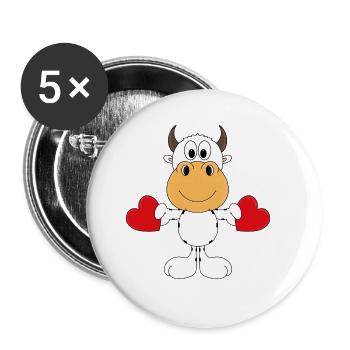 KUH - COW - TIER - KIND - BABY - LIEBE - LOVE - Buttons groß 56 mm (5er Pack) - Weiß - Vorne