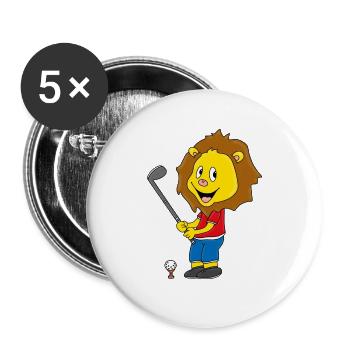 LÖWE - LION - GOLF - GOLFER - GOLFEN - SPORT - Buttons groß 56 mm (5er Pack) - Weiß - Vorne