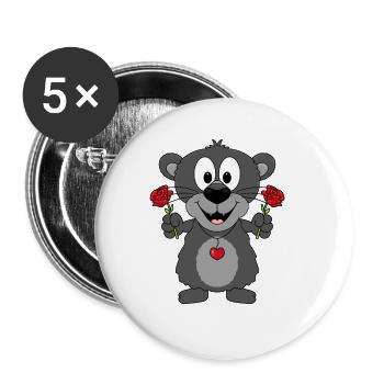 PANTHER - BLUMEN - TIER - KIND - BABY - LIEBE - Buttons groß 56 mm (5er Pack) - Weiß - Vorne