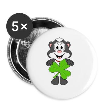 STINKTIER - SKUNK - KLEEBLATT - SHAMROCK - Buttons groß 56 mm (5er Pack) - Weiß - Vorne