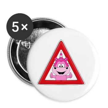 ACHTUNG EINHORN - ATTENTION UNICORN - KIND - BABY - Buttons groß 56 mm (5er Pack) - Weiß - Vorne