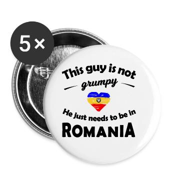 Rumänien - Buttons groß 56 mm (5er Pack) - Weiß - Vorne