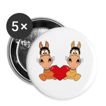 PFERDE - PFERD - LIEBE - REITEN - REITERIN - KIND - Buttons groß 56 mm (5er Pack) - Weiß - Vorne
