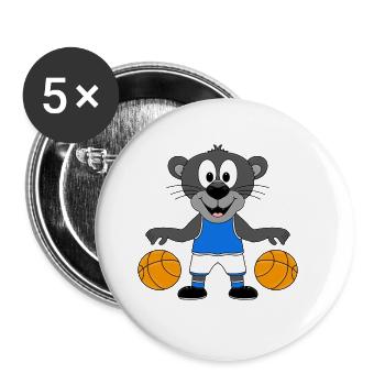 PANTHER - BASKETBALL - SPORT - TIER - KIND - BABY - Buttons groß 56 mm (5er Pack) - Weiß - Vorne