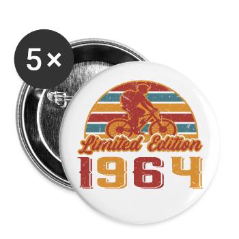 Radfahrer Fahrrad Bike Geburtstag Baujahr 1964 - Buttons groß 56 mm (5er Pack) - Weiß - Vorne