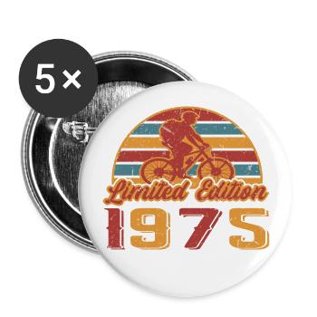 Bike Mountainbike Geburtstag Fahrrad Baujahr 1975 - Buttons groß 56 mm (5er Pack) - Weiß - Vorne