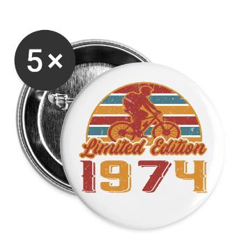 Bicycle Cyclist Bike 1974 Birthday Year of construction - Buttons large 2.2''/56 mm (5-pack) - white - Front