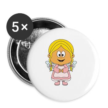 MÄDCHEN - ENGEL - KIND - HIMMEL - BABY - KINDER - Buttons groß 56 mm (5er Pack) - Weiß - Vorne