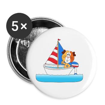 SEGELN - BOOT - SCHIFF - MEERSCHWEINCHEN - TIER - Buttons groß 56 mm (5er Pack) - Weiß - Vorne