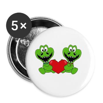 KROKODILE - TIERE - KIND - BABY - LIEBE - Buttons groß 56 mm (5er Pack) - Weiß - Vorne