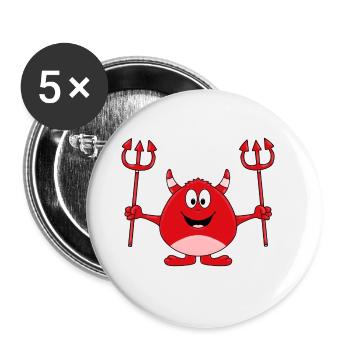 TEUFEL - HÖLLE - KIND - BABY - Buttons groß 56 mm (5er Pack) - Weiß - Vorne
