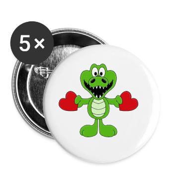 KROKODIL - LIEBE - TIER - KIND - BABY - Buttons groß 56 mm (5er Pack) - Weiß - Vorne