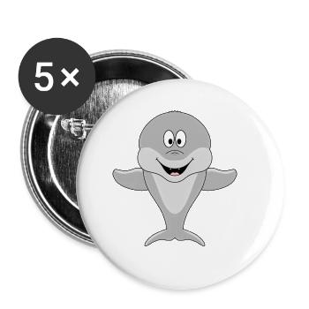 DELFIN - TIER - KIND - BABY - Buttons groß 56 mm (5er Pack) - Weiß - Vorne