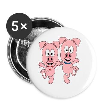 SCHWEINE - TANZEN - LIEBE - TANZPAAR - TANZSCHULE - Buttons groß 56 mm (5er Pack) - Weiß - Vorne