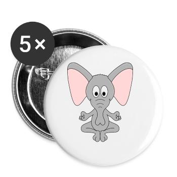 ELEFANT - PILATES - YOGA - TIER - KIND - BABY - Buttons groß 56 mm (5er Pack) - Weiß - Vorne