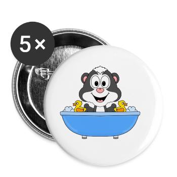 STINKTIER - BADEWANNE - TIER - KIND - BABY - Buttons groß 56 mm (5er Pack) - Weiß - Vorne
